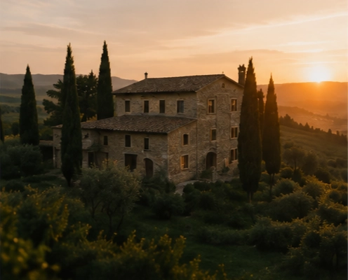 Wedding venue at sunset
