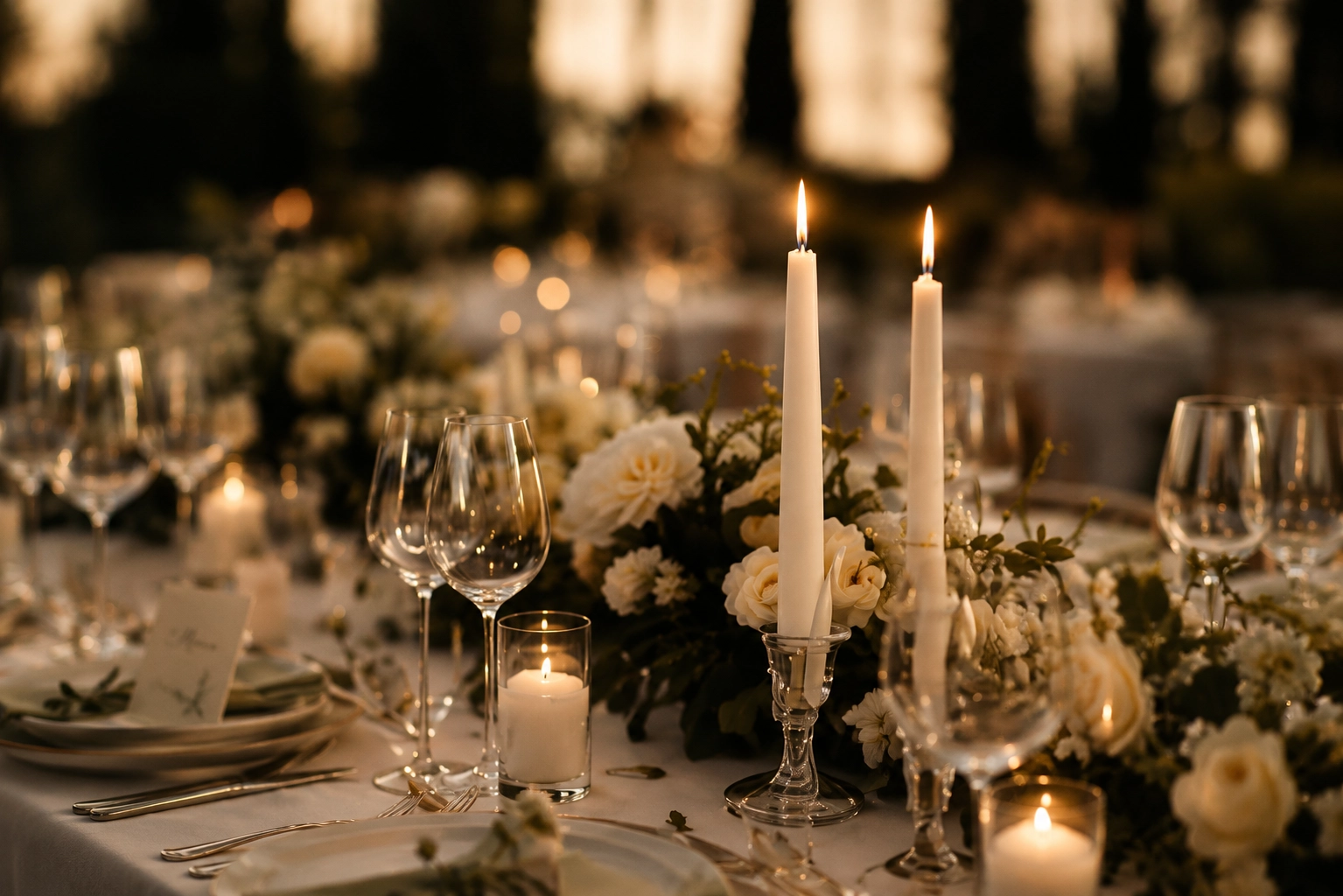Candlelit wedding table